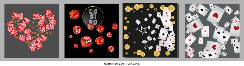 Collection set with Casino background. Vegas signs. Patterns for ads of parties, events in Vegas.