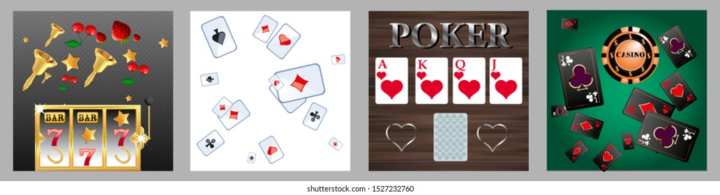 Collection set with Casino background. Vegas signs. Patterns for ads of parties, events in Vegas.