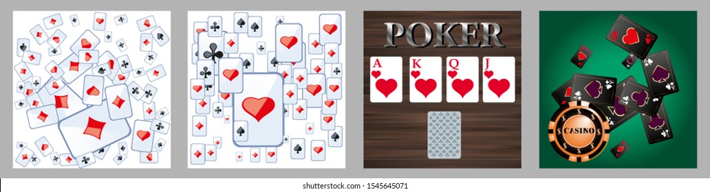 Collection set with Casino background. Vegas signs. Patterns for ads of parties, events in Vegas.