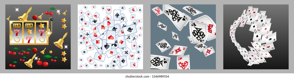 Collection set with Casino background. Vegas signs. Patterns for ads of parties, events in Vegas.