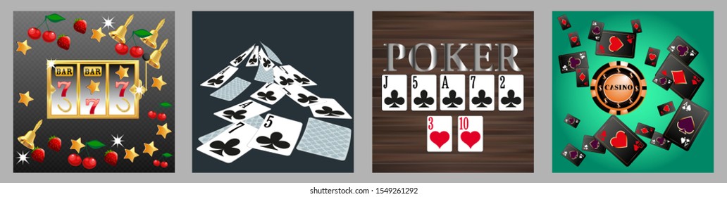 Collection set with Casino background. Vegas signs. Patterns for ads of parties, events in Vegas.