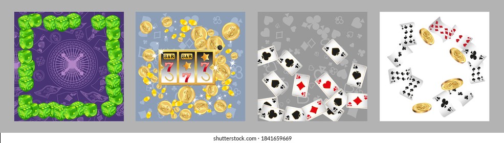 Collection set with Casino background. Vegas signs. Patterns for ads of parties, events in Vegas.