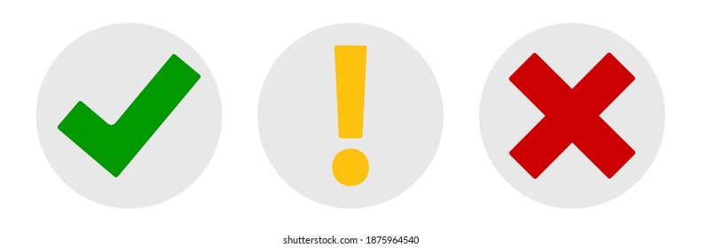 Kollektion Markierungsset, Ausrufezeichen, X Markensymbole einzeln auf weißem Hintergrund. Vektorgrafik