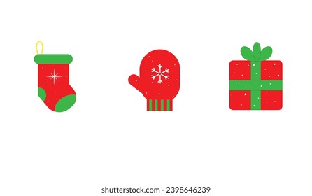 collection set of christmas element on isolated white background. merry christmas gift vector design illustration