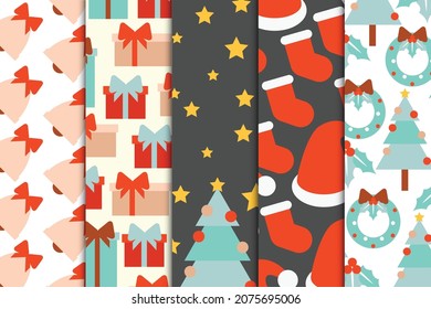 Weihnachtsthemengruppe nahtloses Muster in einzelne Vektorgrafik