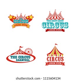 Collection set of circus design logo emblems template. Elements for label on the circus theme. Greatest show vector illustration