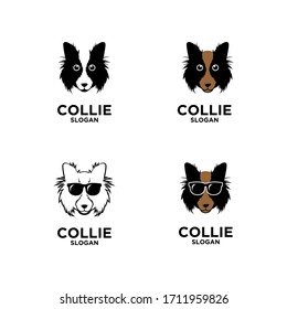 collection set collie dog head logo icon design