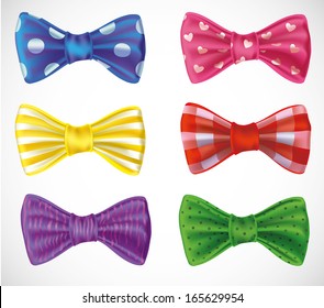 Collection set of colorful photorealistic  ribbon bows