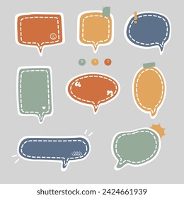 collection set of colorful speech bubble balloon, think, speak, talk, text box banner, flat design vector illustration