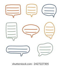 collection set of colorful speech bubble balloon, think, speak, talk, text box banner, flat design vector illustration