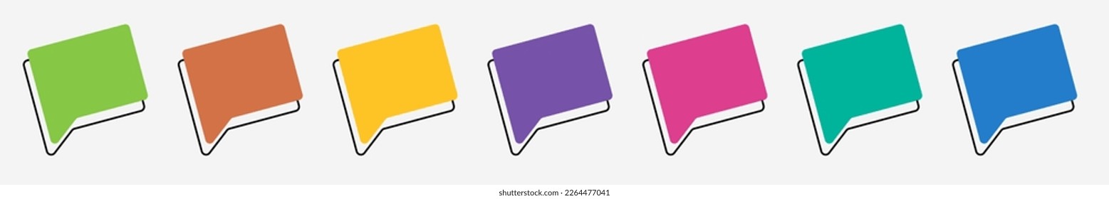 Colección de burbujas coloridas de voz en un fondo blanco. Ilustración vectorial. El concepto de comunicación de las personas en el ámbito de los negocios y los asuntos cotidianos.