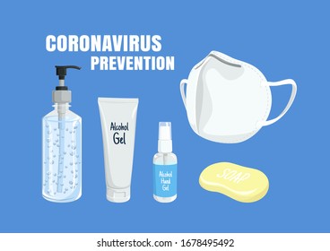 Collection set of Coronavirus prevention. Vector Eps10