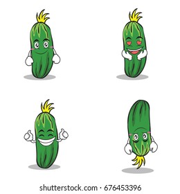 Collection set of cucumber character cartoon