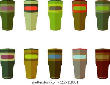 the collection set cup colorful on isolate white background,illustrator vector