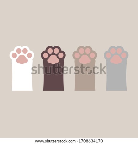 collection set of cute animal pet cat and dog paw footprint, flat design vector character illustration