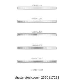 collection set of cute doodle hand draw loading process progress counter bar computer battery, banner, flat design vector illustration