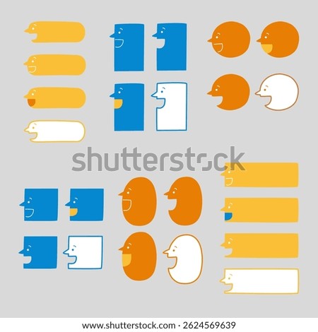 collection set of cute doodle minimal hand draw speech bubble balloon with facial expression, text box think speak talk banner, flat design vector illustration