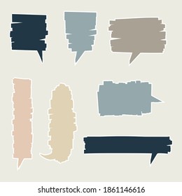 conjunto de colecciones de borde de marco de dibujo de mano lindo, globo de burbuja de voz en blanco, pensar, hablar, hablar, cuadro de texto, cartel, plano, diseño, ilustración vectorial aislado