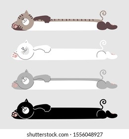 collection set of cute hand drawn cat text box, banner, board with paw, speech bubble balloon, template, flat design vector illustration