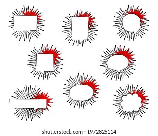 collection set of cute hand drawn pop art polka dots colorful halftone blank speech bubble balloon, shout, think, speak, talk, text box, banner, flat, design, vector illustration