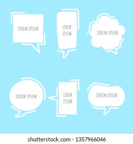 collection set of cute, sweet,white speech bubble balloon think,speak,talk,template,art,flat,design, text box banner frame , vector illustration