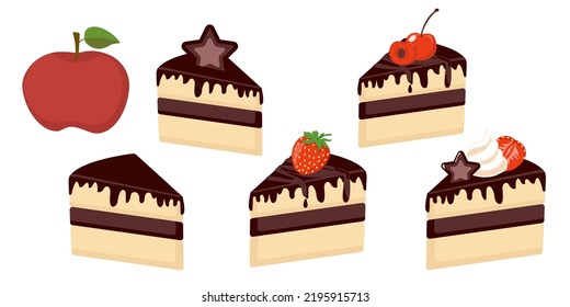 Colección de pasteles de queso chocolate con objeto de postre