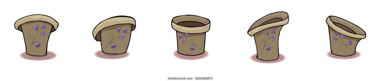 Collection: Set of different pots with the same bell pattern on a white background. Picture 2