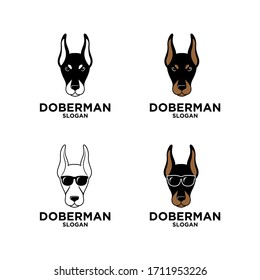 Collection Set Doberman Dog Head Logo Icon Design