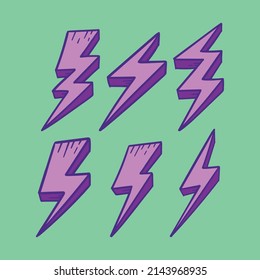 Collection Set doodle lightning bolt symbol premium vector