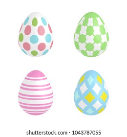 Collection Set Easter Egg Isolated On White Background. Vector