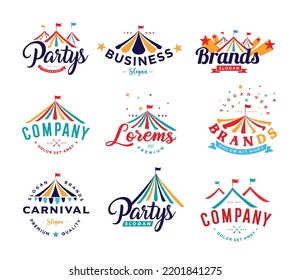 Collection Set of event tent logo design illustrations for Party and Wedding	