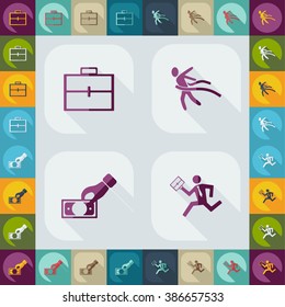 Collection set of flat icons business theme