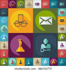 Collection set of flat icons business theme