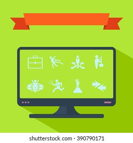 Collection set of flat icons business theme