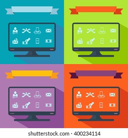 Collection set of flat icons business theme