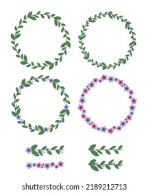 collection set floral round border element decoration