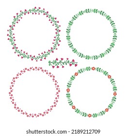 collection set foliage and flower round border vector illustration vintage design
