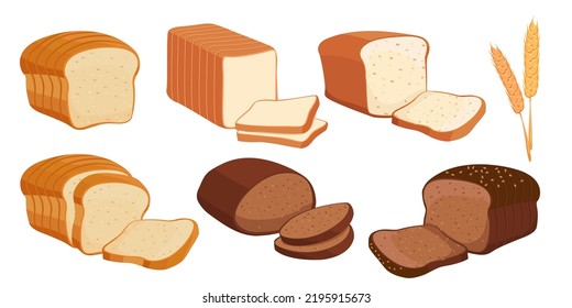 Collection set of food bakery bread