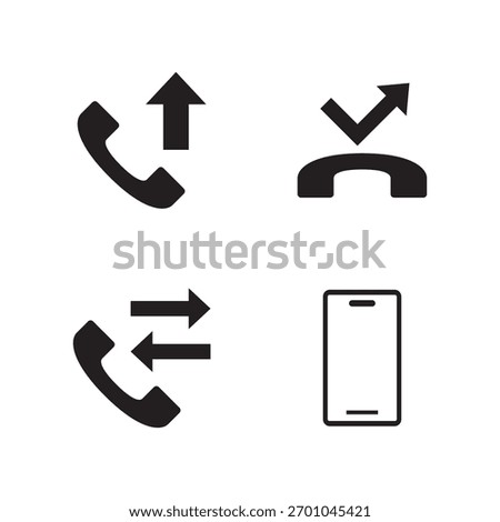 Collection set of four icons: upload, down, transfer, and mobile device