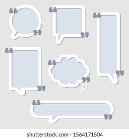 collection set of frame border, speech bubble balloon with quotation marks, speak, talk, text box, banner, flat design vector illustration