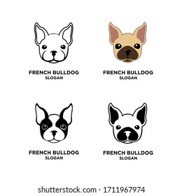 collection set french bulldog head logo icon design