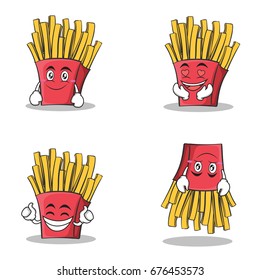 Collection set french fries cartoon character