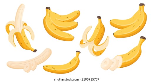 Collection set of fruit cartoon objects banana