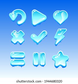 Kollektionssatz des Spiels mit eisgefriereisenen Symbol-Zeichen für Gui-Elemente Vektorgrafik