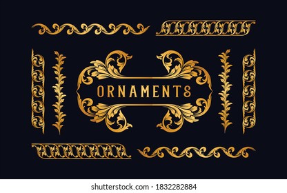 Collection set of gold label and Frame ornaments for your products design and weeding element  greeting