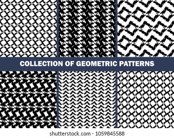 Collection, set of grunge geometric patterns/ Fabric print cover