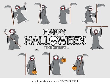 collection set of halloween monster costume Devil. character design with simple color and easily editable layers