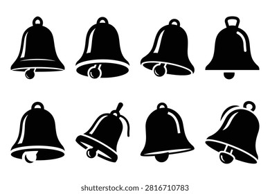Collection set of halloween tolling bell silhouette icon and Vector illustration on white background.