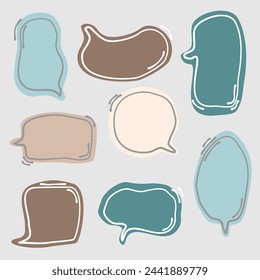 collection set of hand draw colorful pastel color speech bubble balloon, think, speak, talk, text box, banner, flat design vector illustration