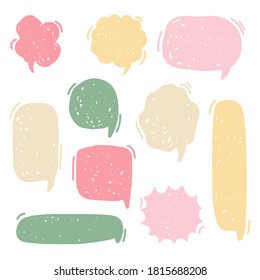 conjunto de colecciones borde del marco de dibujo manual, globo de burbuja de voz en blanco, pensar, hablar, hablar, cuadro de texto, pancarta, plano, diseño, ilustración vectorial